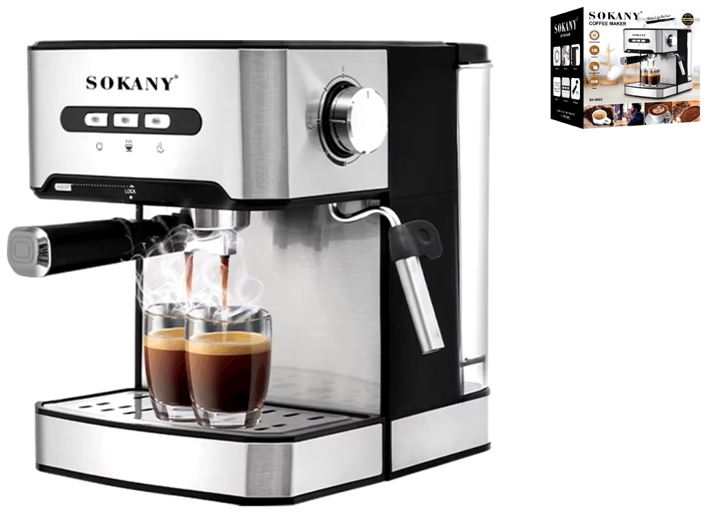 Кофеварка Sokany, на 2 чашки, 1,6л, 850W