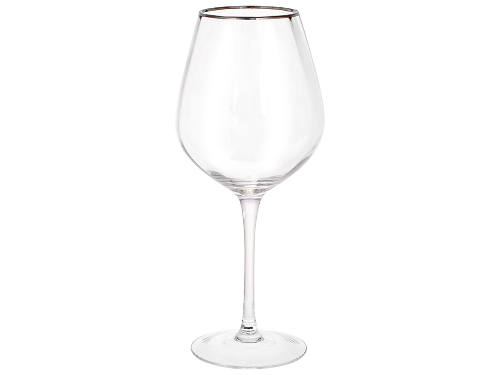 Бокал для красного вина с серебряным кантом Monica, 570мл