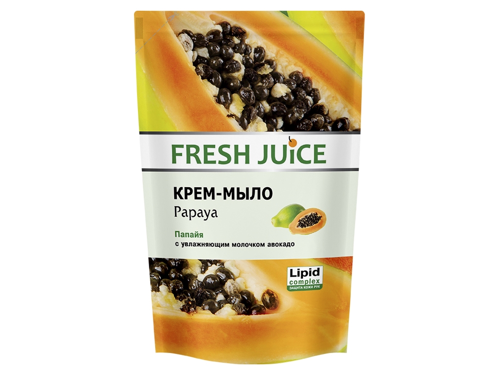 Крем-мыло жидкое Fresh Juice дой-пак с увлажняющим молочком авокадо "Papaya" папайя 460мл