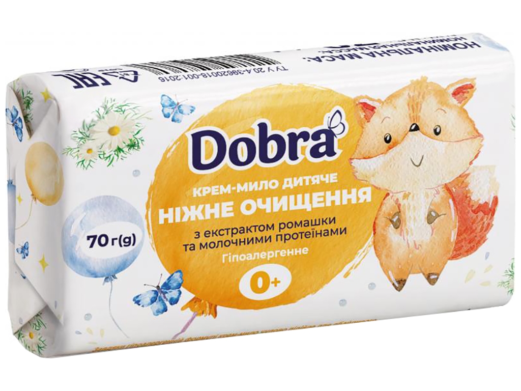 Крем-мыло твердое детское Dobra Нежное очищение с экстратом ромашки и молочными протеинами 70г