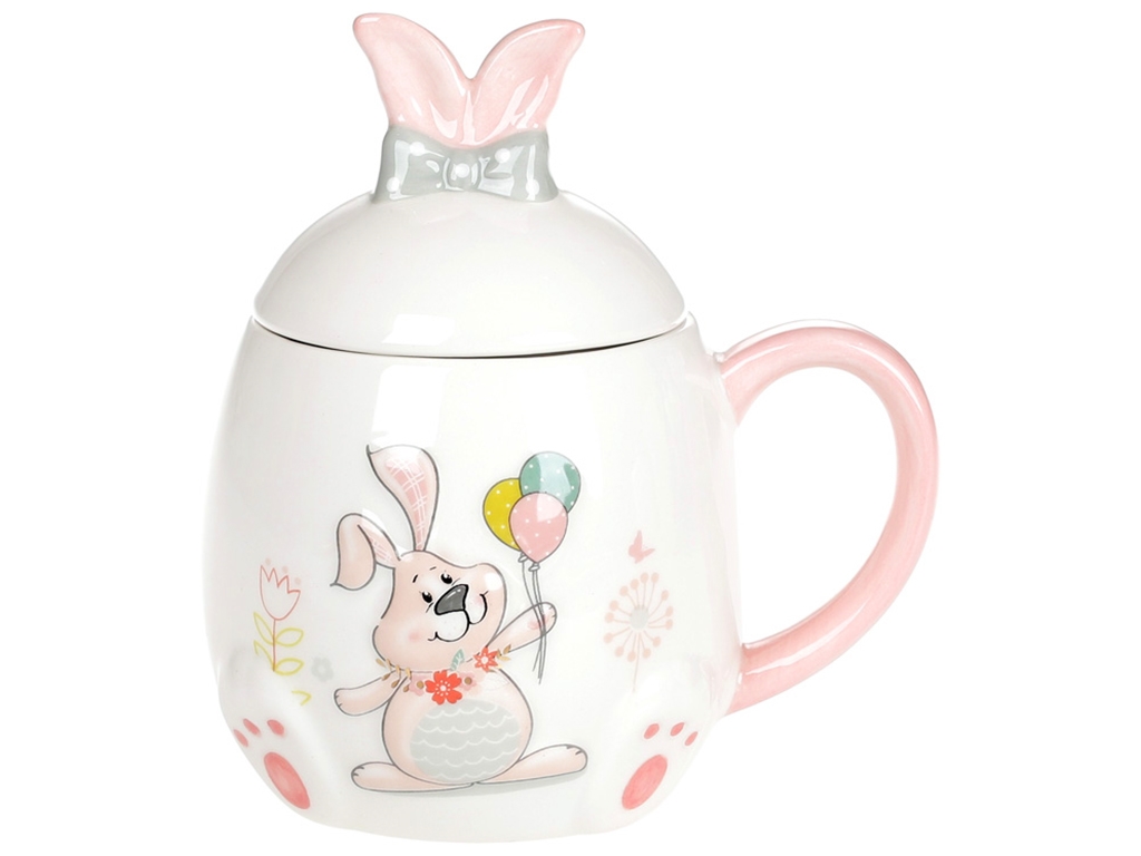 Кружка керамическая с объемным рисунком Веселый кролик, 450мл