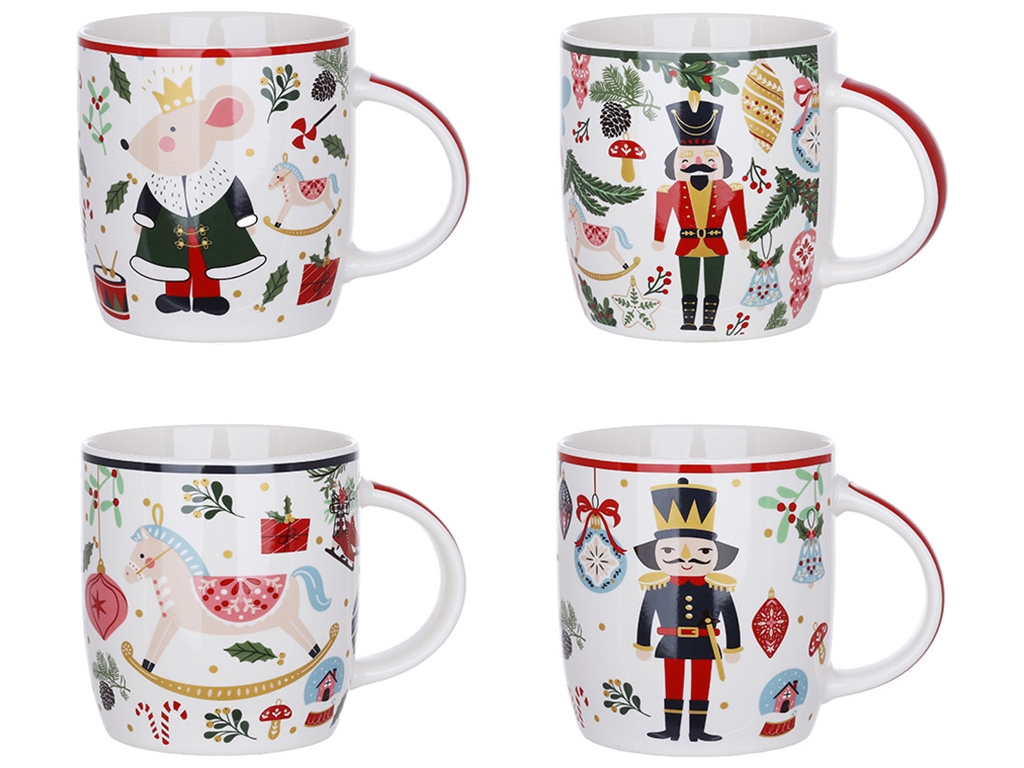 Кухоль порцеляновий Happy Holidays, 4 дизайни, 365мл (ціна за 1шт)