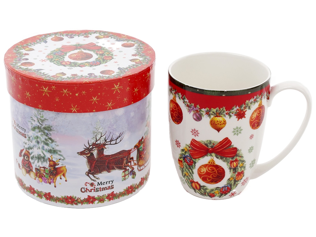 Кухоль порцеляновий Різдвяний орнамент у подарунковій коробці, 375мл