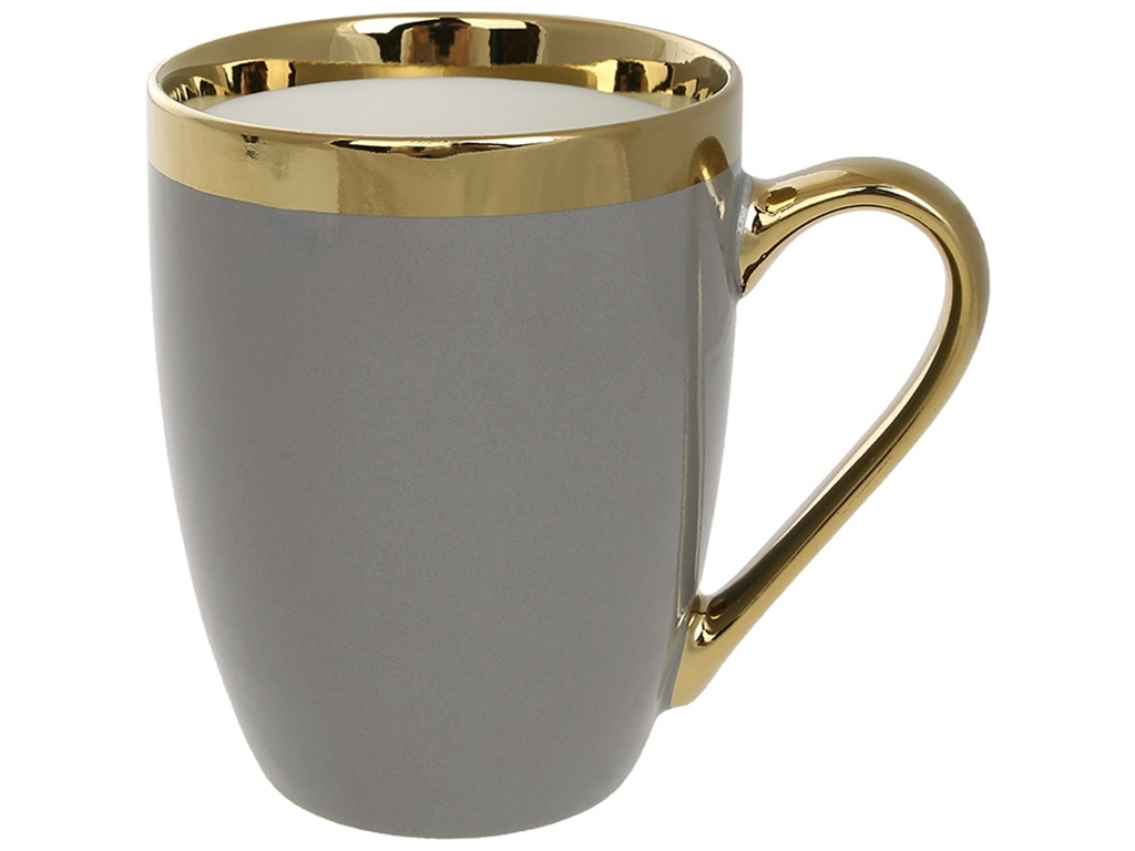 Кухоль порцеляновий Золота лінія, 360мл, колір - сірий
