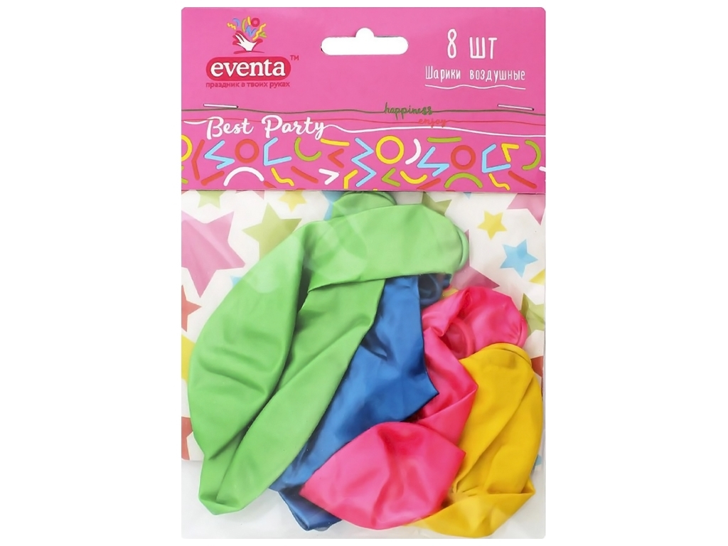 Шарики воздушные Eventa, D30см, разноцветные (цена за упаковку 8шт)