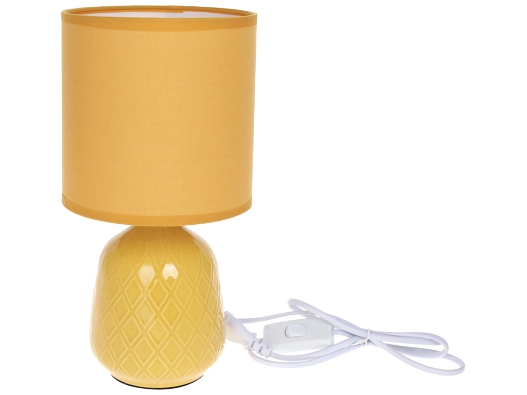 Лампа настільна з керамічною основою та тканинним абажуром, 30см, колір - жовтий