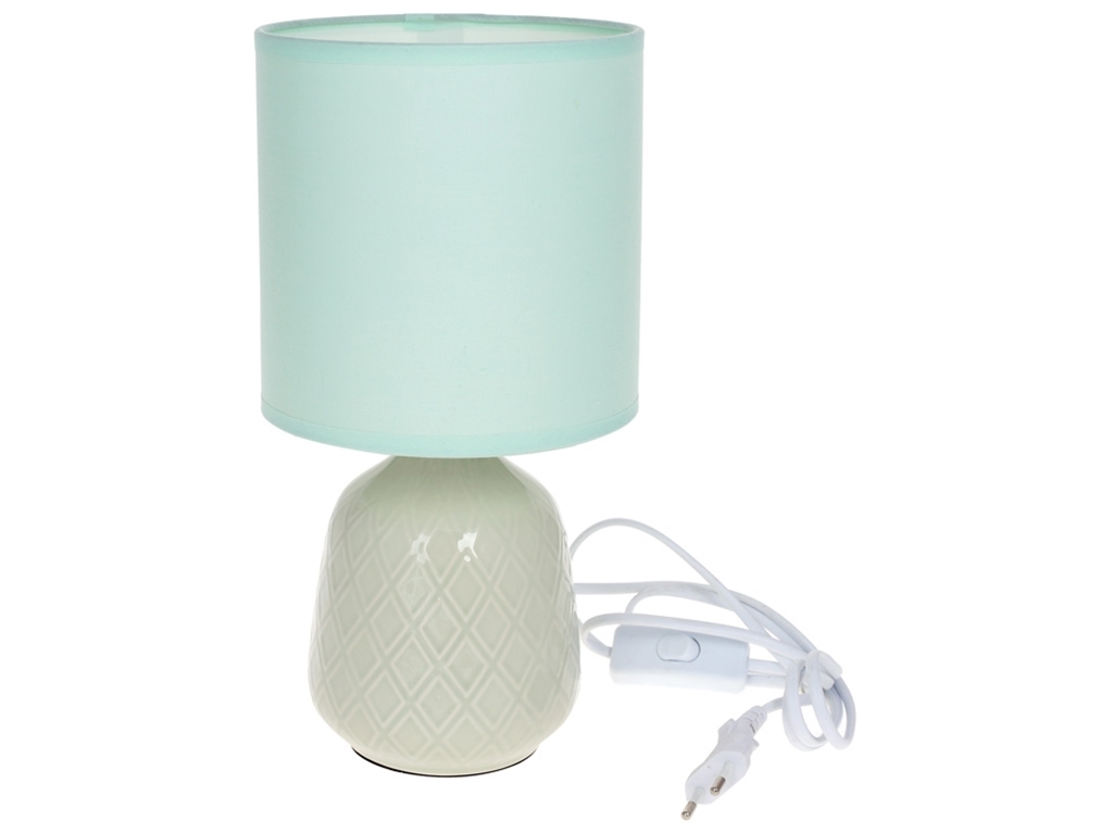 Лампа настільна з керамічною основою та тканинним абажуром, 30см, колір – м'ятний