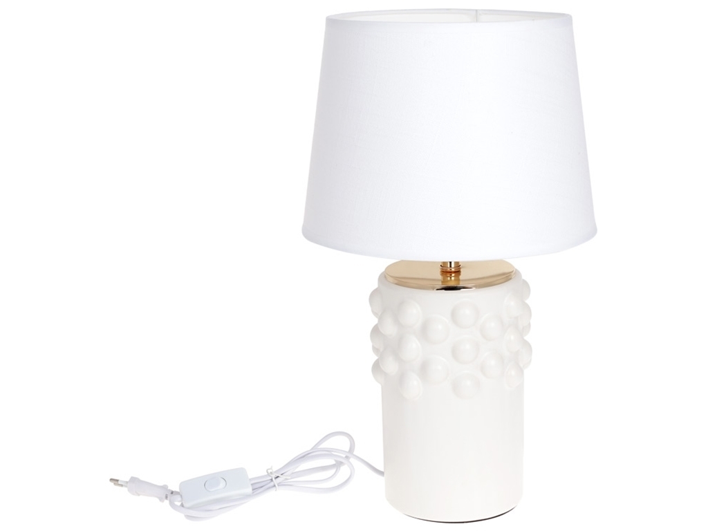 Лампа настольная с керамическим основанием и тканевым абажуром, 42см, цвет – белый