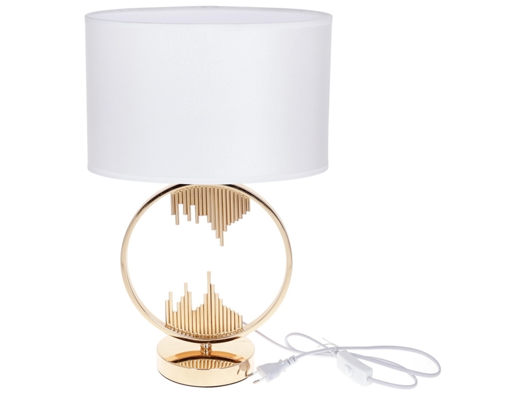 Лампа настільна з металевою основою та тканинним абажуром, 47см