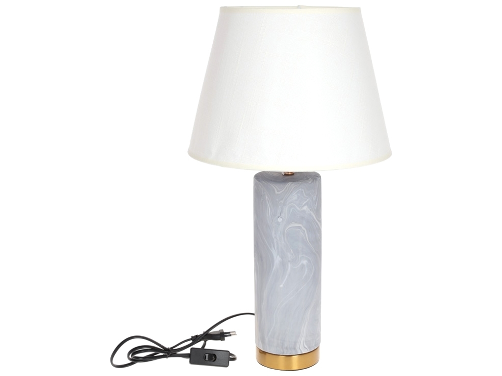 Лампа настольная с керамическим основанием и тканевым абажуром, 55см, цвет - серый мрамор