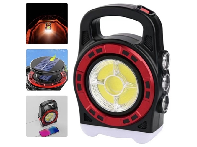 Ліхтар переносний 6678С-3LED+5COB, power bank, Li-Ion акумулятор, Waterproof, сонячна батарея