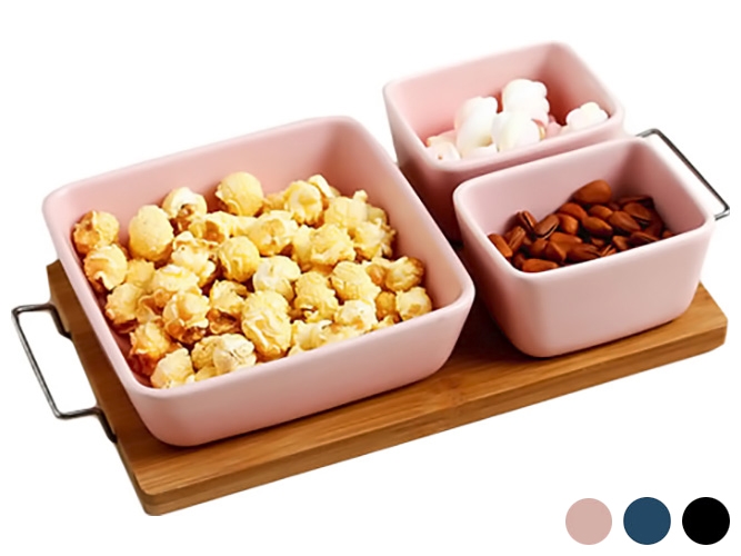 Менажница на подставке с ручками керамическая 31х16,5см (цена за набор 4 предмета)