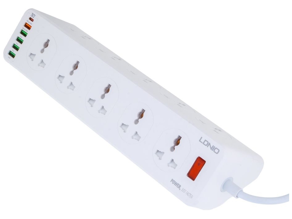 Мережевий подовжувач LDNIO SC10610 (10 ports / 1PD / 1QC3.0 / 4 USB / 2m) Колір Бiлий