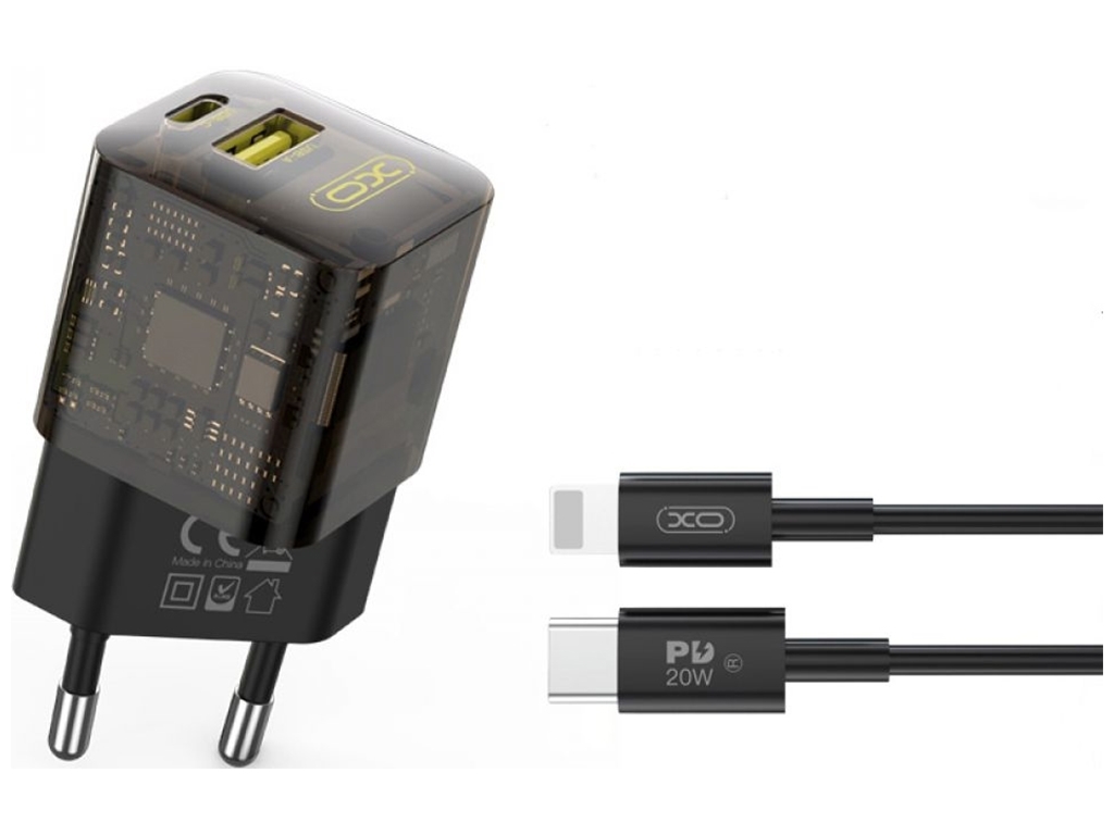 Сетевое Зарядное Устройство XO CE05 PD30W+QC3.0 Type-C to Lightning Коричневый