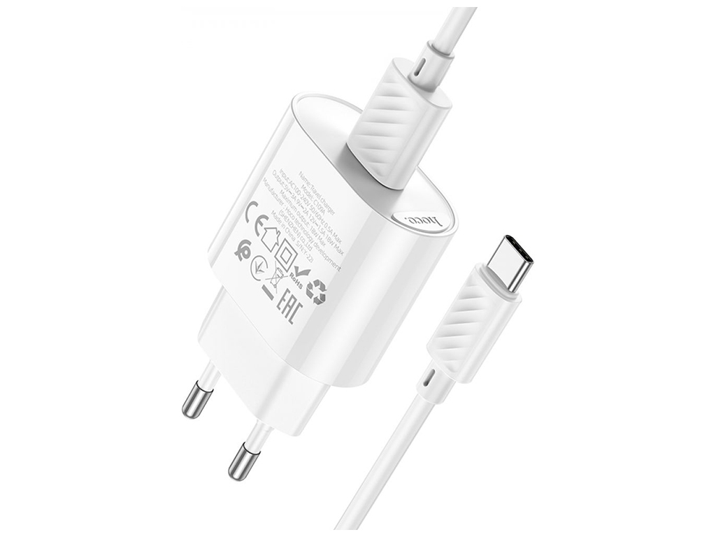 Сетевое зарядное устройство Hoco C109A Fighter QC3.0 Type-C Цвет Белый