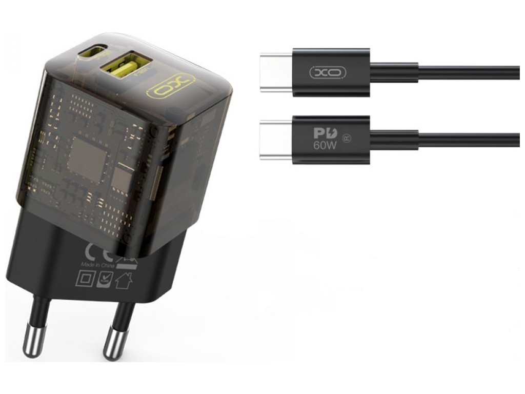 Мережевий Зарядний Пристрій XO CE05 PD30W+QC3.0 Type-C to Type-C Коричневий