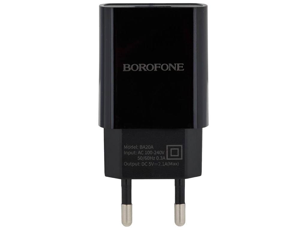 Мережевий Зарядний Пристрій Borofone BA20A Lightning 1USB 2.1A Колір Чорний