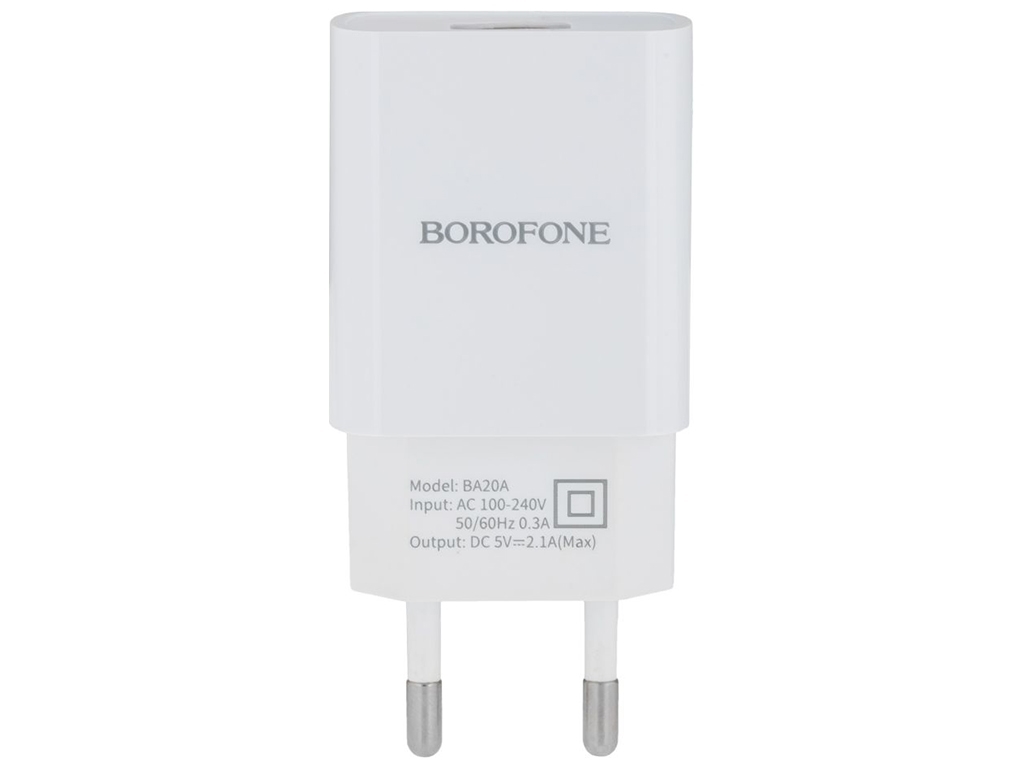 Мережевий Зарядний Пристрій Borofone BA20A Lightning 1USB 2.1A Колір Білий