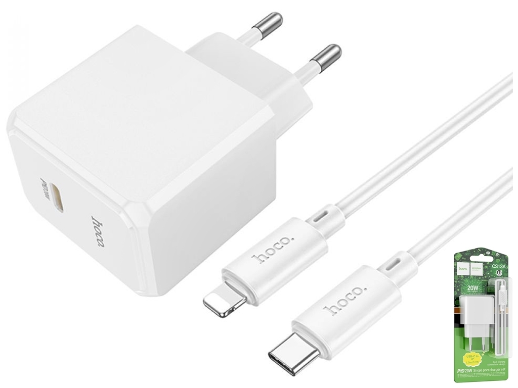 Сетевое Зарядное Устройство Hoco CS13A Ocean PD20W Type C to Lightning Цвет Белый
