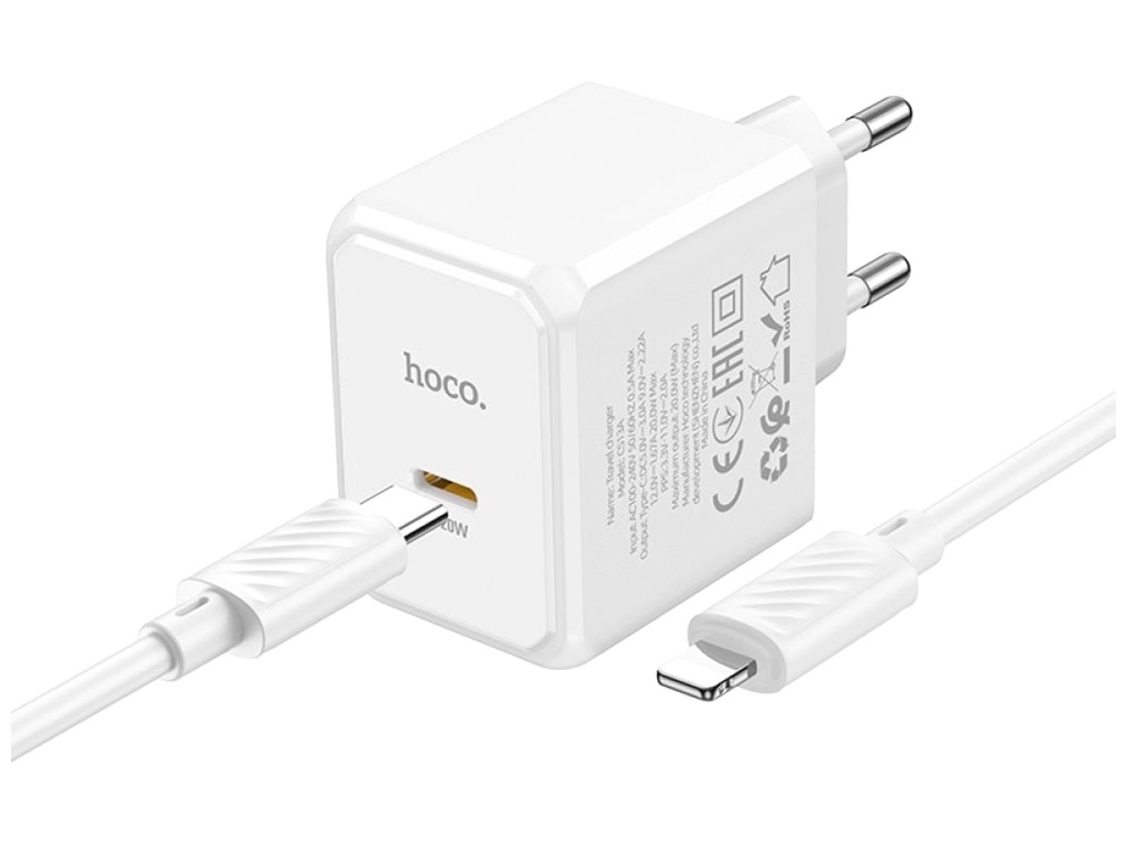 Сетевое Зарядное Устройство Hoco CS13A Ocean PD20W Type C to Lightning Цвет Белый