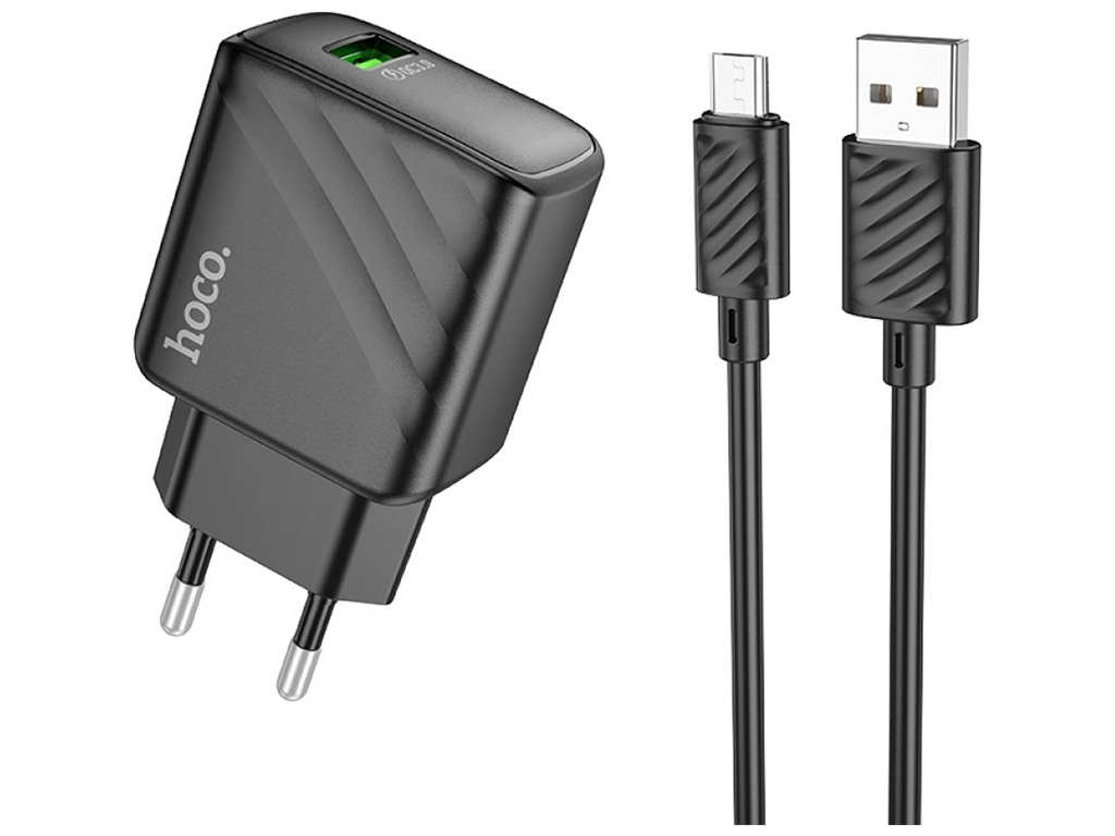Сетевое Зарядное Устройство Hoco CS21A 1USB QC 18W+USB to Micro Цвет Черный