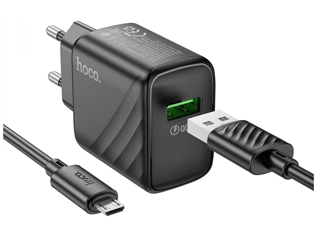 Сетевое Зарядное Устройство Hoco CS21A 1USB QC 18W+USB to Micro Цвет Черный