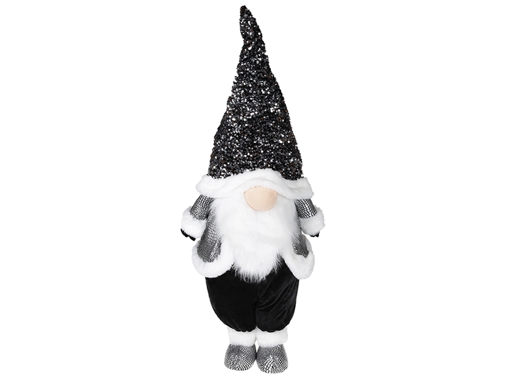 Мягкая игрушка Гном, 35х26х97см, цвет - черно-белый в пайетках