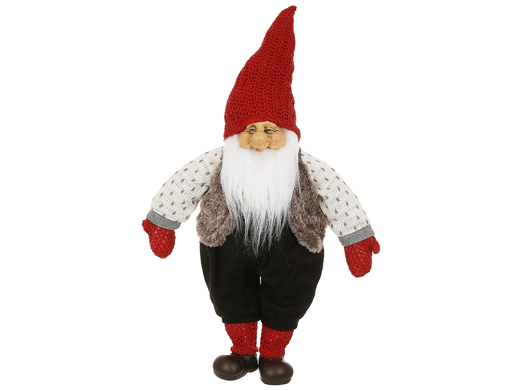 Мягкая новогодняя игрушка Гном, 50см, цвет - серый с красным