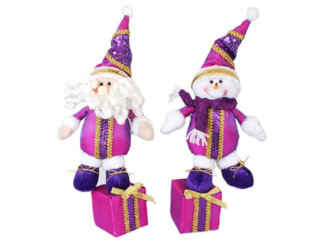 М'яка новорічна іграшка Сніговик, Санта, 35см, 2 дизайни