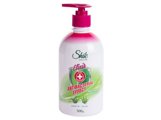 Мило рідке Shik Elixir Antibacterial Effect Зволоження з алое та зеленим чаєм, з дозатором 500мл