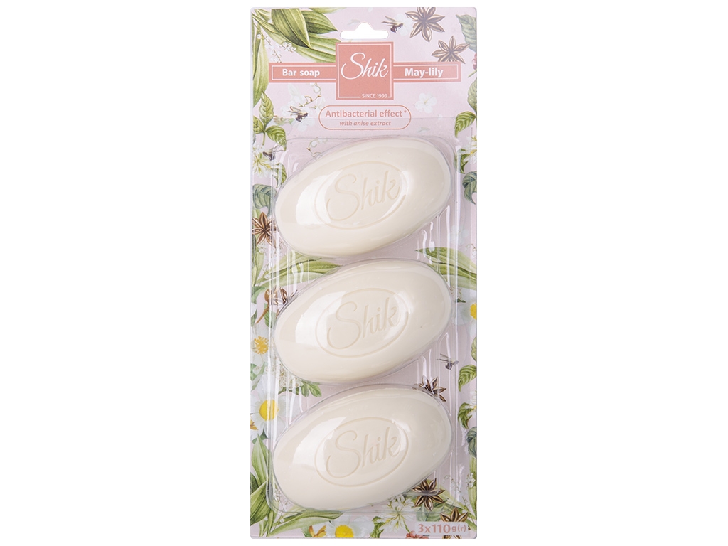 Мыло туалетное твердое ШИК "Ландыш" с антибактериальным эффектом, планшет (цена за 3шт по 110г)