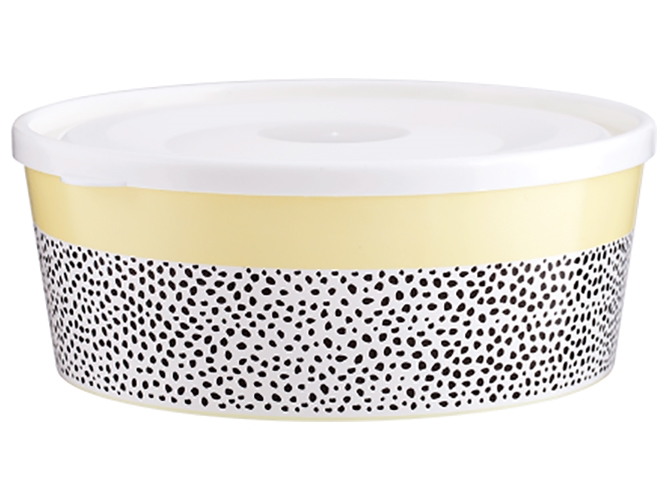 Миска з кришкою та декором, 17см (Lines, жовта) 169068