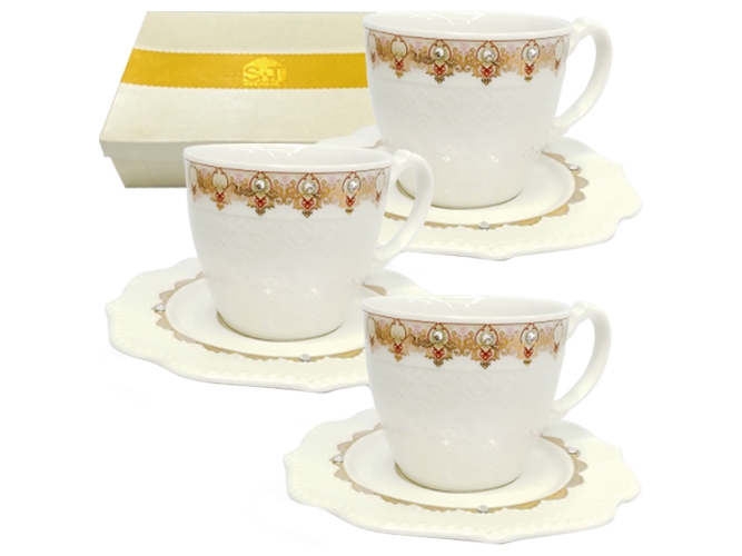Чайный набор Анжелика, чашка-220мл, блюдце-14,5см (цена за набор 12 предметов)