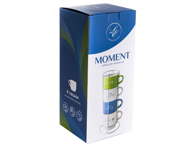 Набір чашок Limited Edition Moment, 345мл, на метал. підставці (ціна за набір 4шт) 6900065096120