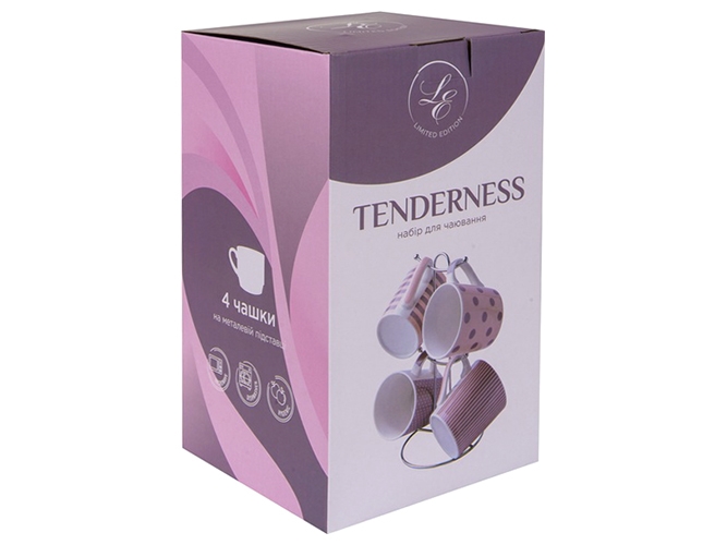 Набор чашек Limited Edition Tenderness на метал.подставке, 280мл (цена за набор 4шт) 6900065096151