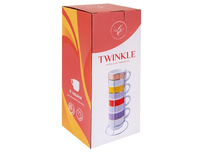 Набор чашек Limited Edition Twinkle на металл.подставке, 345мл (цена за набор 4шт) 6900065096144
