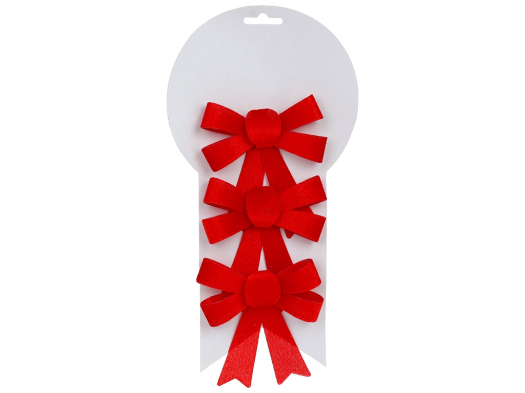 Набор декоративных бантов, 10см, цвет - красный бархат (цена за набор 3шт)