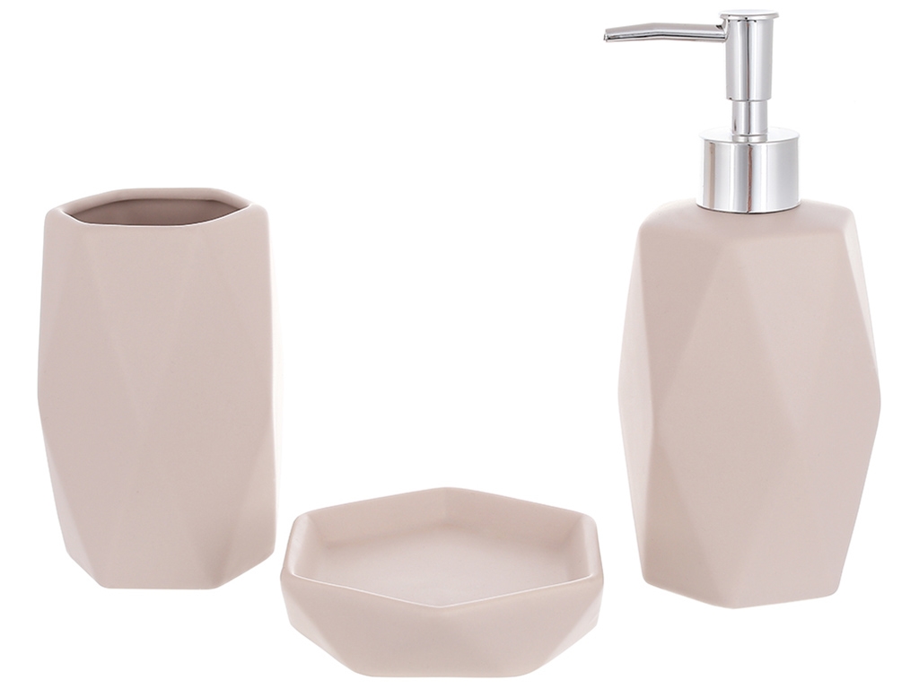 Набор для ванной комнаты (цена за набор 3 предмета) бежевый мокко