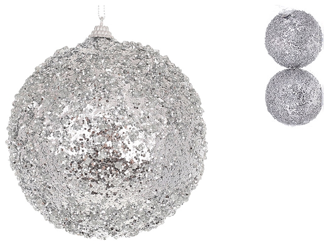Набор ёлочных шаров, 12см, цвет - серебро (цена за набор 2шт)