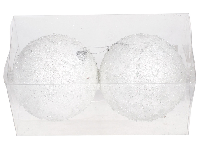 Набор ёлочных шаров, 12см, цвет - белый (цена за набор 2шт)