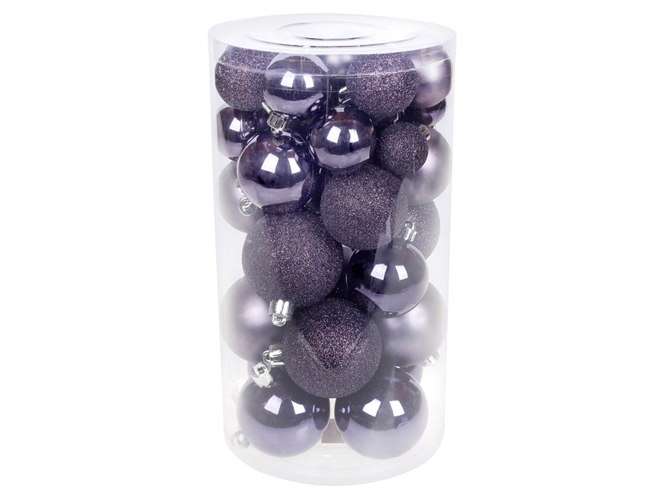 Набор елочных шаров, 6см, 5см, 4см, 3см, цвет - ежевика  (цена за набор 40шт)