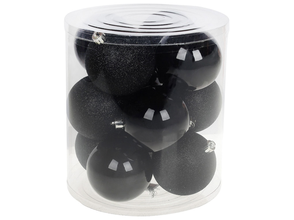 Набор елочных шаров, 8см, цвет - чёрный оникс, (цена за набор 12шт)