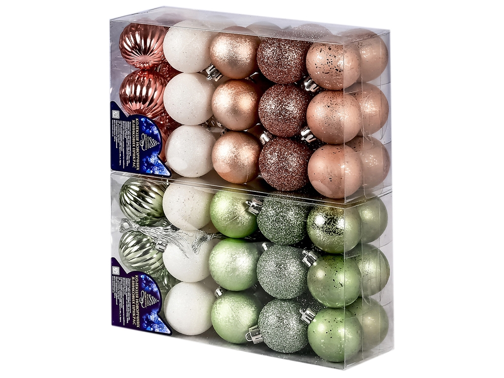 Набір ялинкових куль, два дизайни, 4см (ціна за набір 30шт)