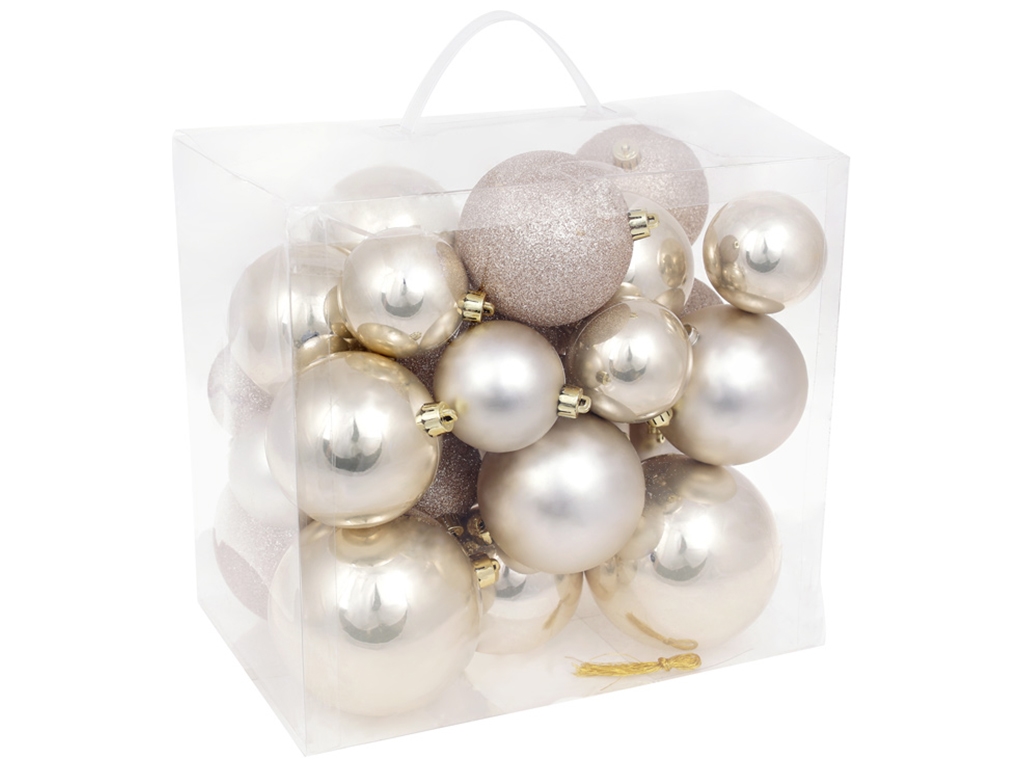 Набор ёлочных шаров Жемчуг, 10см, 8см, 6см (цена за набор 26шт)