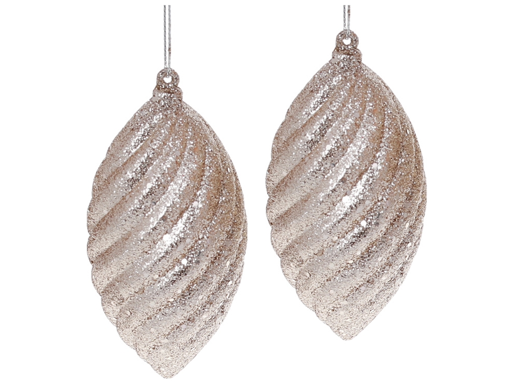 Набір ялинкових прикрас 10см, колір - гліттер шампань (ціна за набір 2шт)