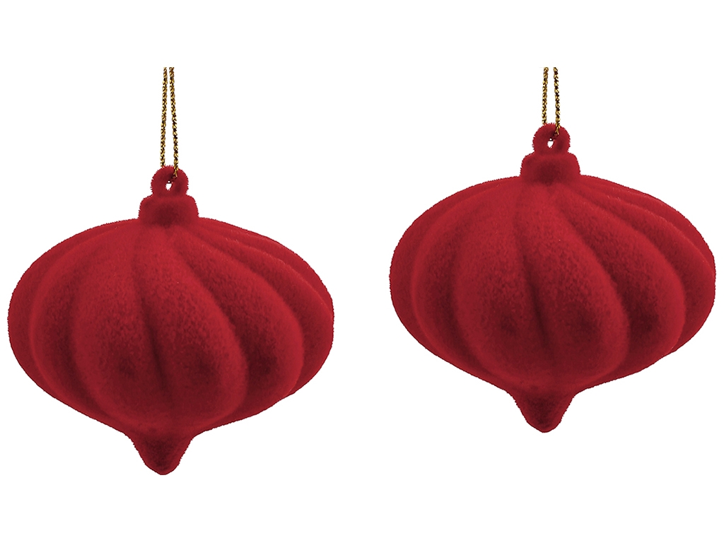 Набор ёлочных украшений 6,5см, цвет - красный велюр (цена за набор 2шт)
