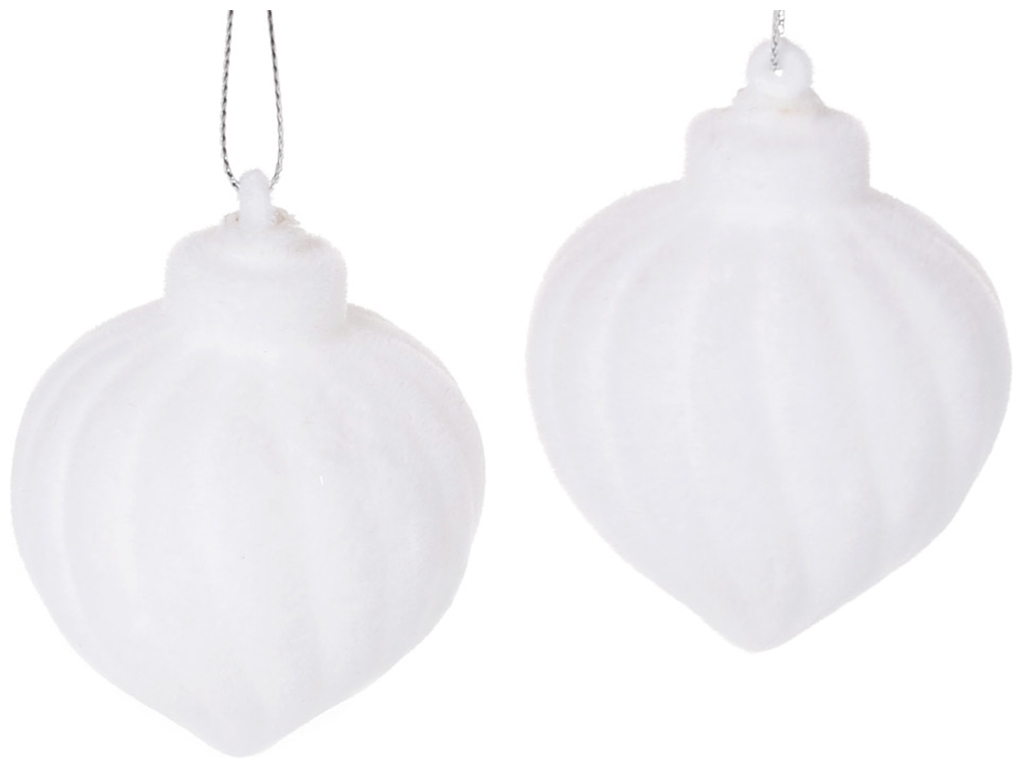 Набір ялинкових прикрас 6см, колір - білий велюр (ціна за набір 2шт)