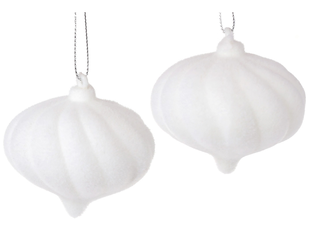 Набор ёлочных украшений 6,5см, цвет - белый велюр (цена за набор 2шт)