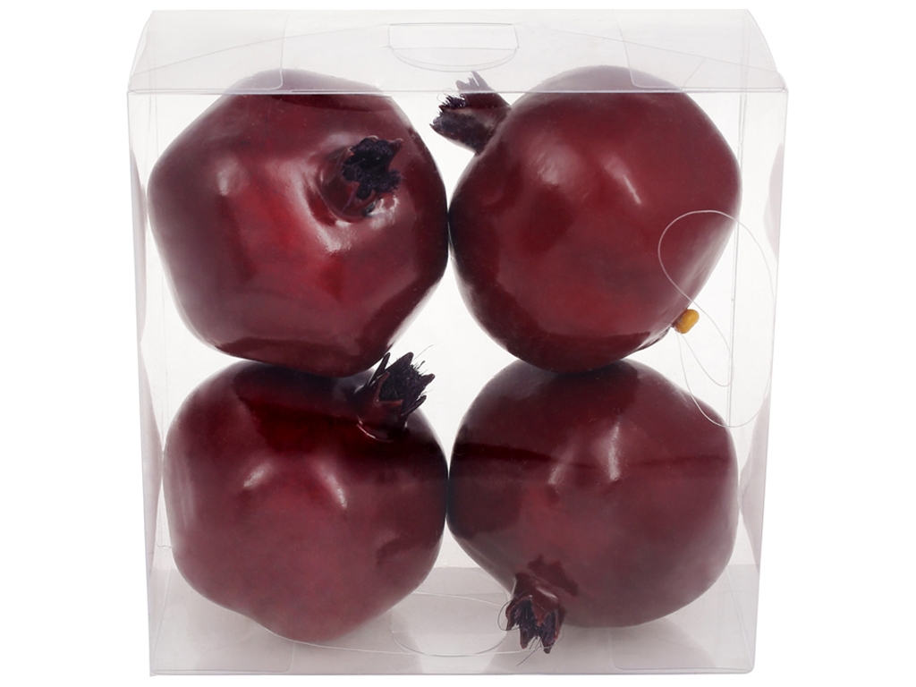 Набор подвесных декоративных Гранатов, 8,5см, цвет - темно-красный (цена за набор 4шт)