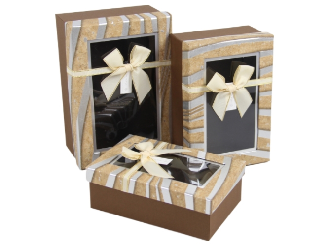 Набор подарочных коробок UFO 1037K-331 Brown, прямоугольные (цена за набор 3шт) 6900069907972